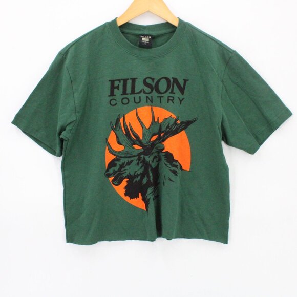 Filson Tops - Vintage FILSON Country Shirt Unisex Green Short Sleeve Cropped Moose Graphic S